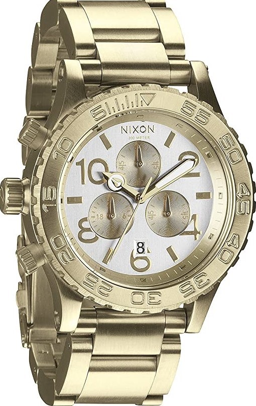 萬年鐘錶 - NIXON 尼克森 THE 42-20  CHRONO系列 淡金色三眼計時腕錶  A037-1219  錶徑42MM