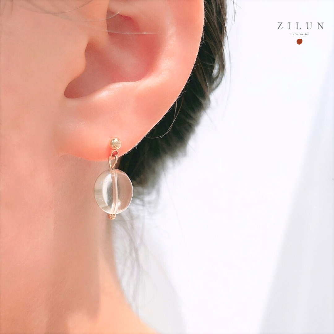 │輕奢│茶晶泡泡 • 茶晶 • 耳針耳夾 • 14K注金 • 14kgf