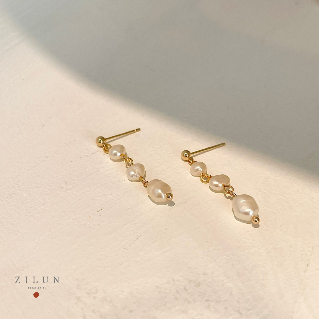 │輕奢│海洋露珠 • 巴洛克珍珠 • 耳針耳夾 • 14K注金 • 14kgf