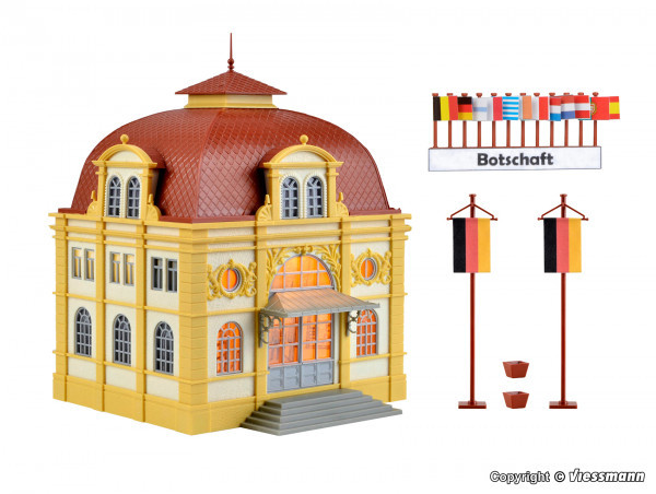 Vollmer 42004 H0 Embassy building with LED lighting, functional kit