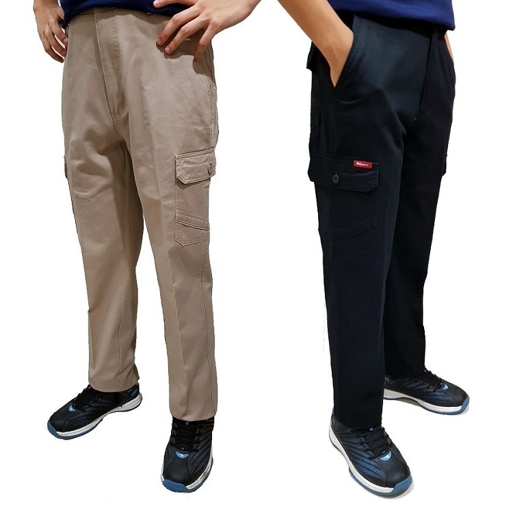 甄褲｜多口袋工作褲｜中高腰中直筒側袋・多口袋設計・100%純棉（28~43 吋）免費改長