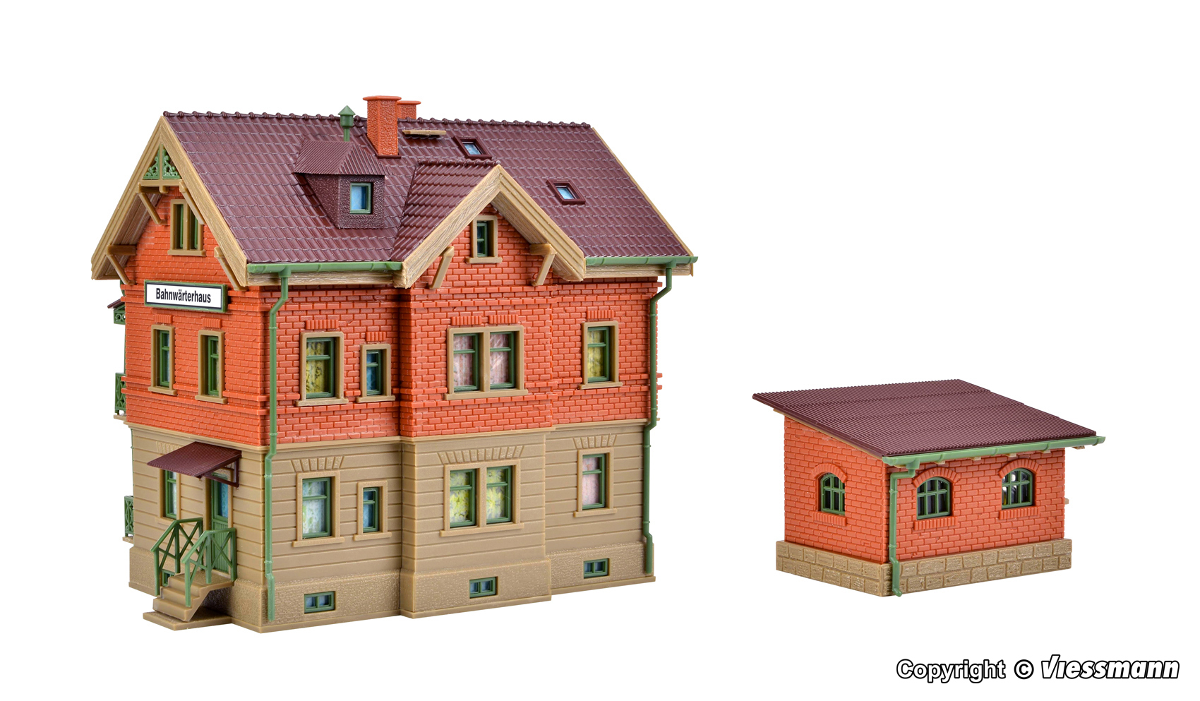 Vollmer 43529 HO scale, Gatekeeper house Esslingen with chickenhouse and garden fence