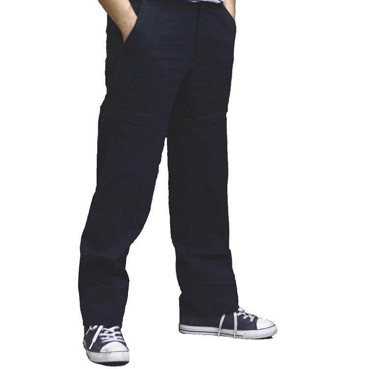 甄褲｜DR 系列薄棉休閒褲｜中高腰大直筒・深藍色系（28~43 吋）免費改長