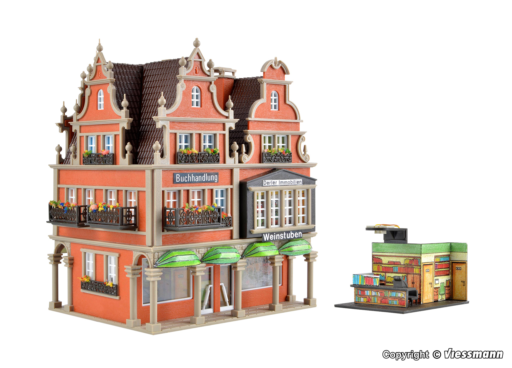 Vollmer 43842 HO規 書店與葡萄酒吧.套件.有室內燈