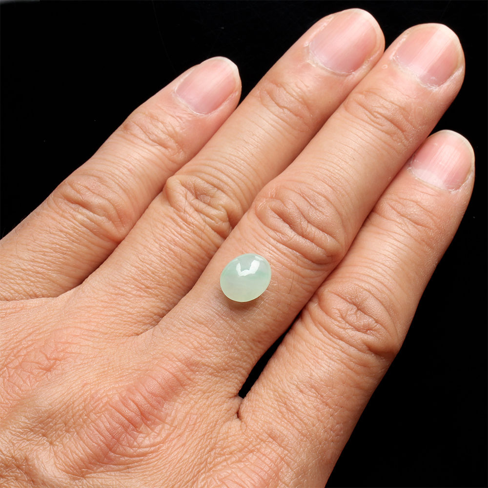 【雅紅珠寶】天然冰種綠翡翠玉蛋面-玉軟花柔-10.6x8.4x5.3mm-R0233