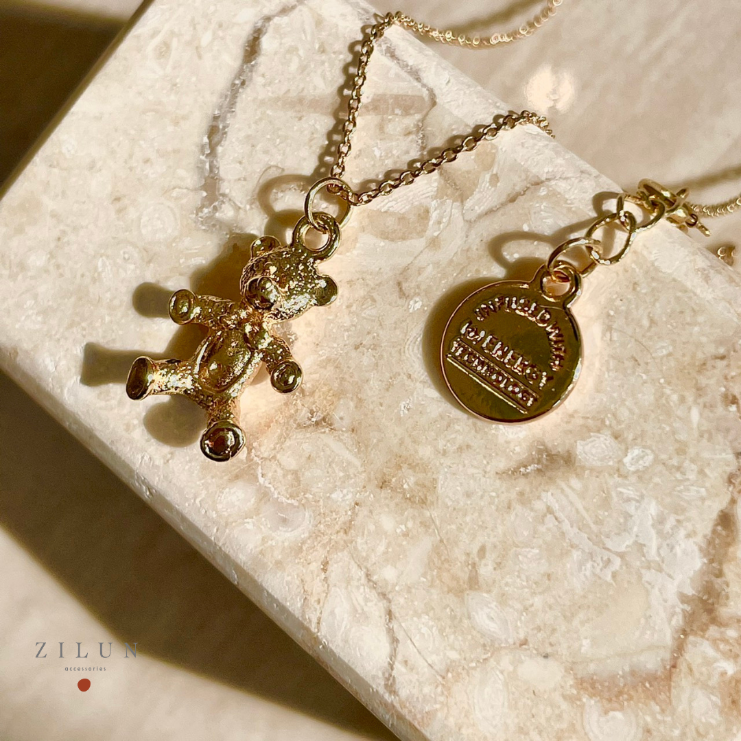 │日常│小熊寶寶 • 幸運吊牌 • 注金項鍊 • 美國14K注金 • 14kgf