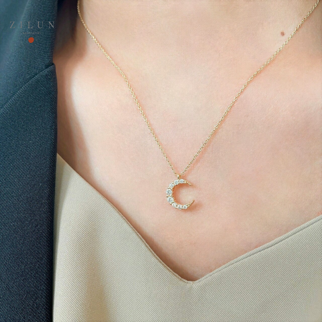 │簡約│月光仙子 • 微鑲鋯石 • 注金項鍊 • 美國14K注金 • 14kgf