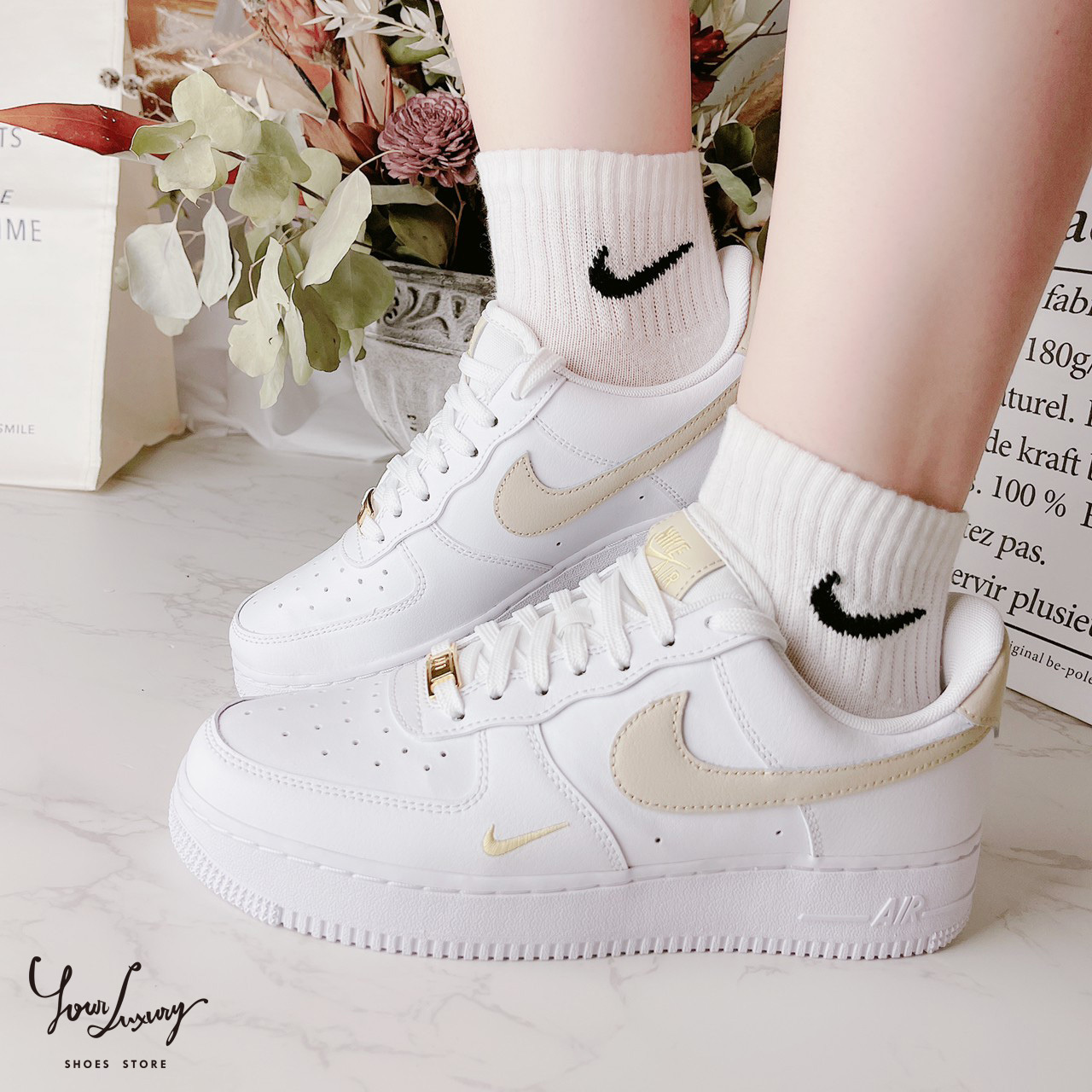 【Luxury】 Nike Air Force 1 Low 白粉 紅豆 玫瑰粉 金勾 白黑 白灰 綠勾 金勾 橄欖綠