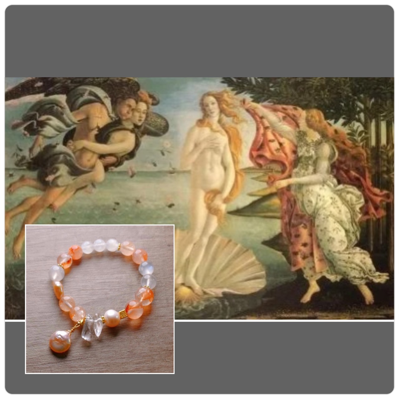 世界名畫系列_維納斯的誕生丨六月丨白月光紅膠花水晶