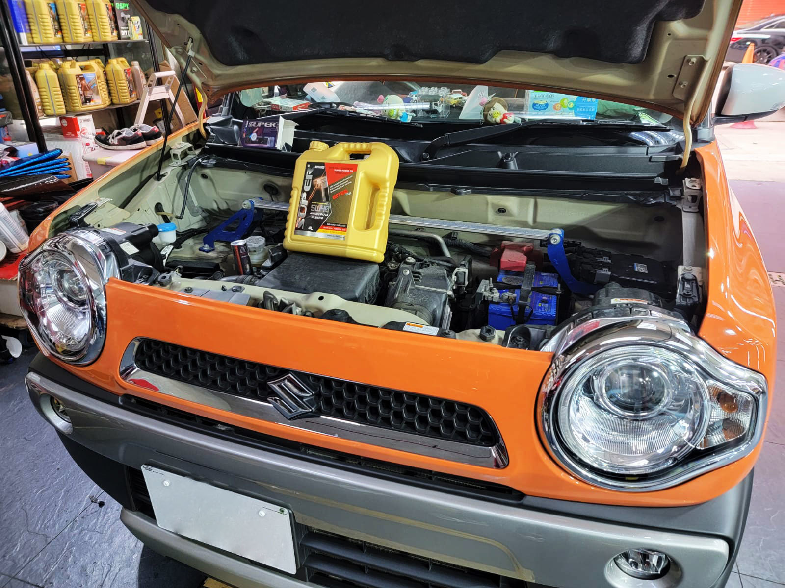 suzuki 鈴木 hustler orange Super nano engine restorer 換油套餐 火炭 偈油 保養 5w40 ester plus