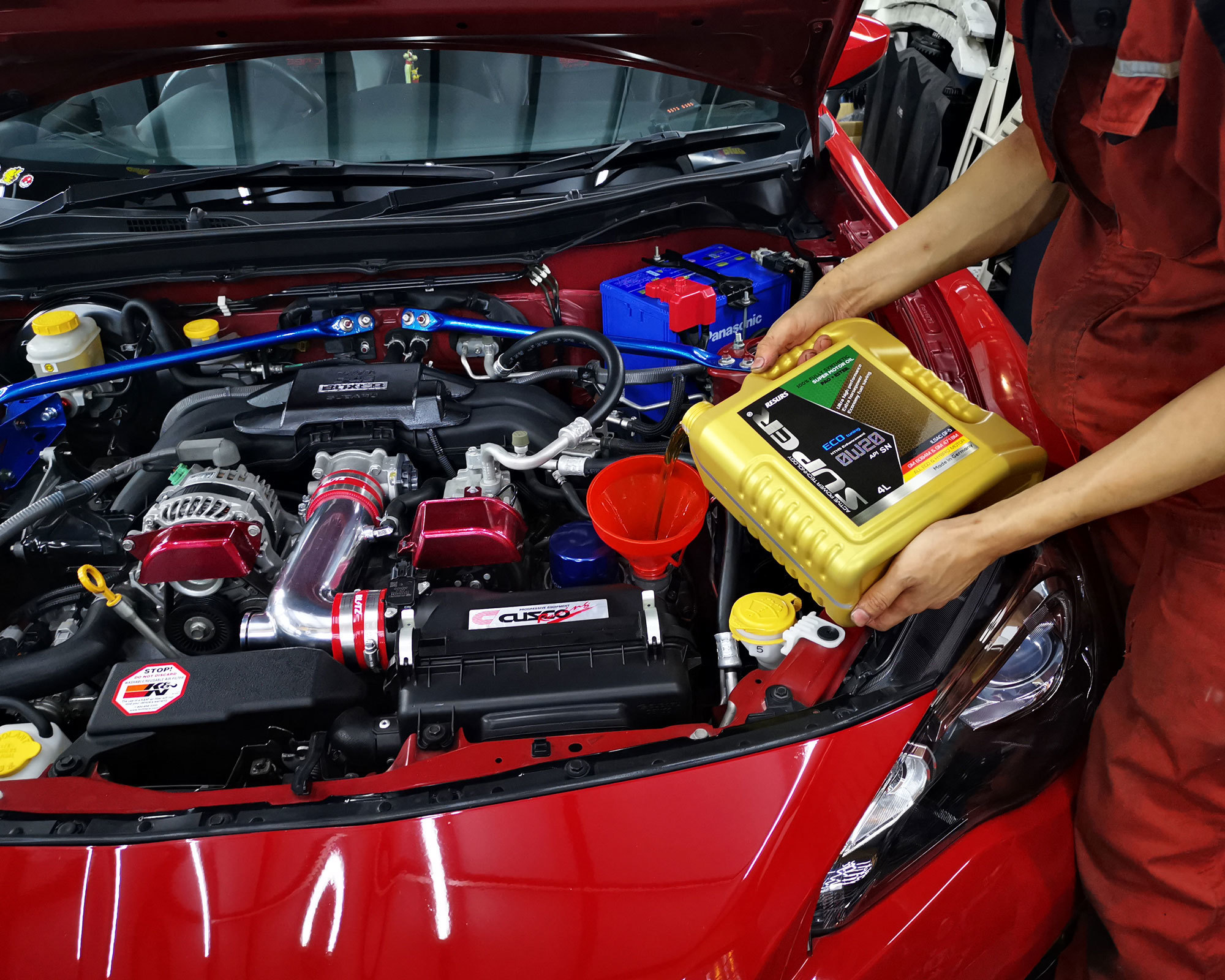 subaru brz red ho lung motor 賀龍汽車維修 fa20 偈油 換油 super ESTER Plus 0w20