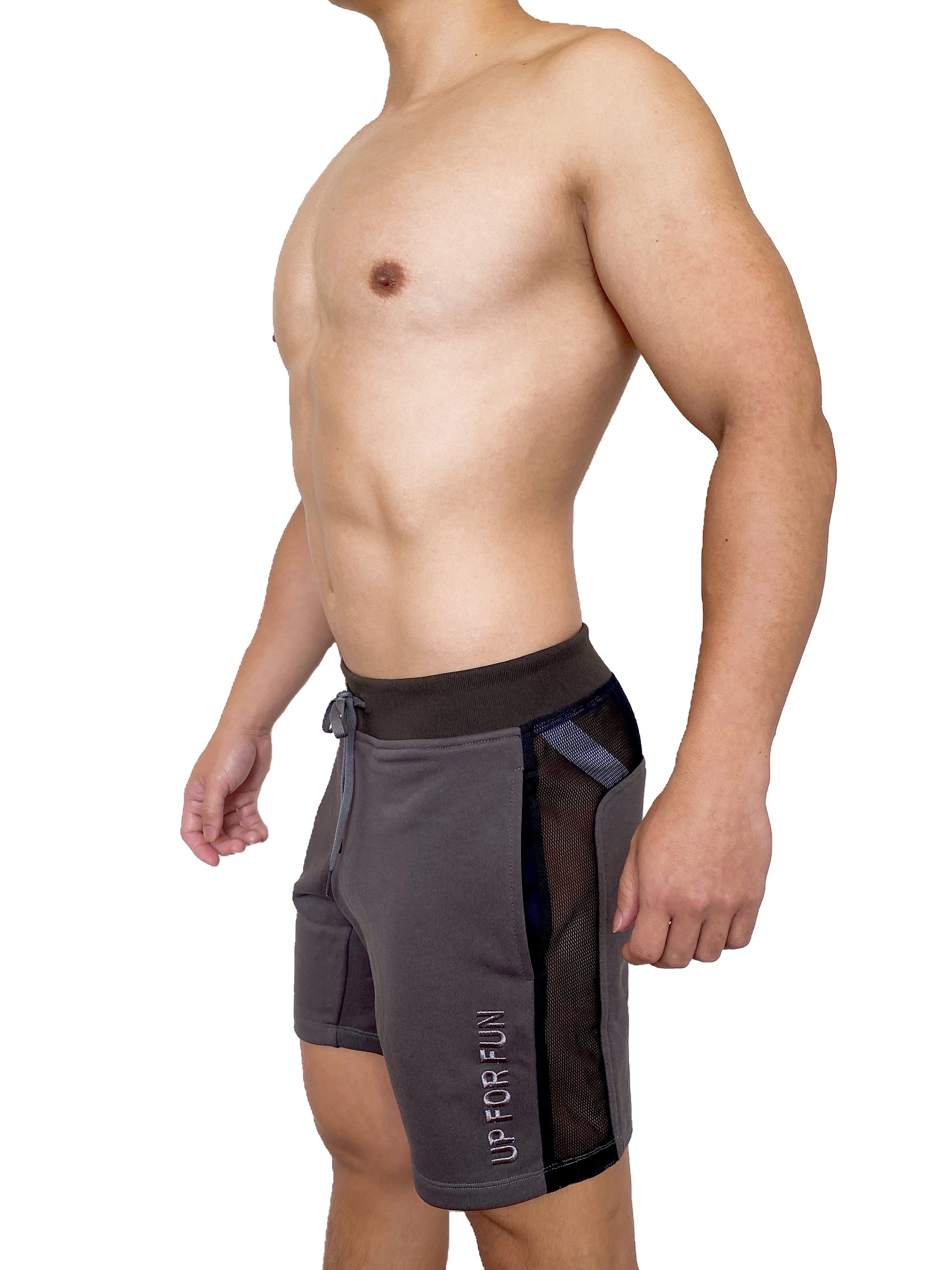 UP For Fun 棉短褲 炭灰色/透視黑