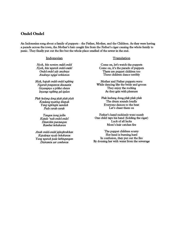 【混聲四部】《Ondel Ondel》
