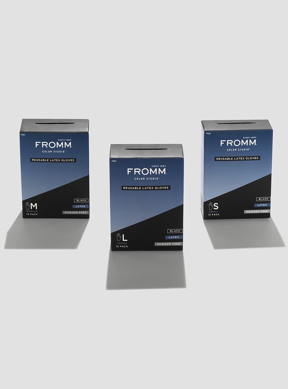 FROMM 可重複使用黑色乳膠手套 - 12 入 L ( 所有沙龍化學過程 )