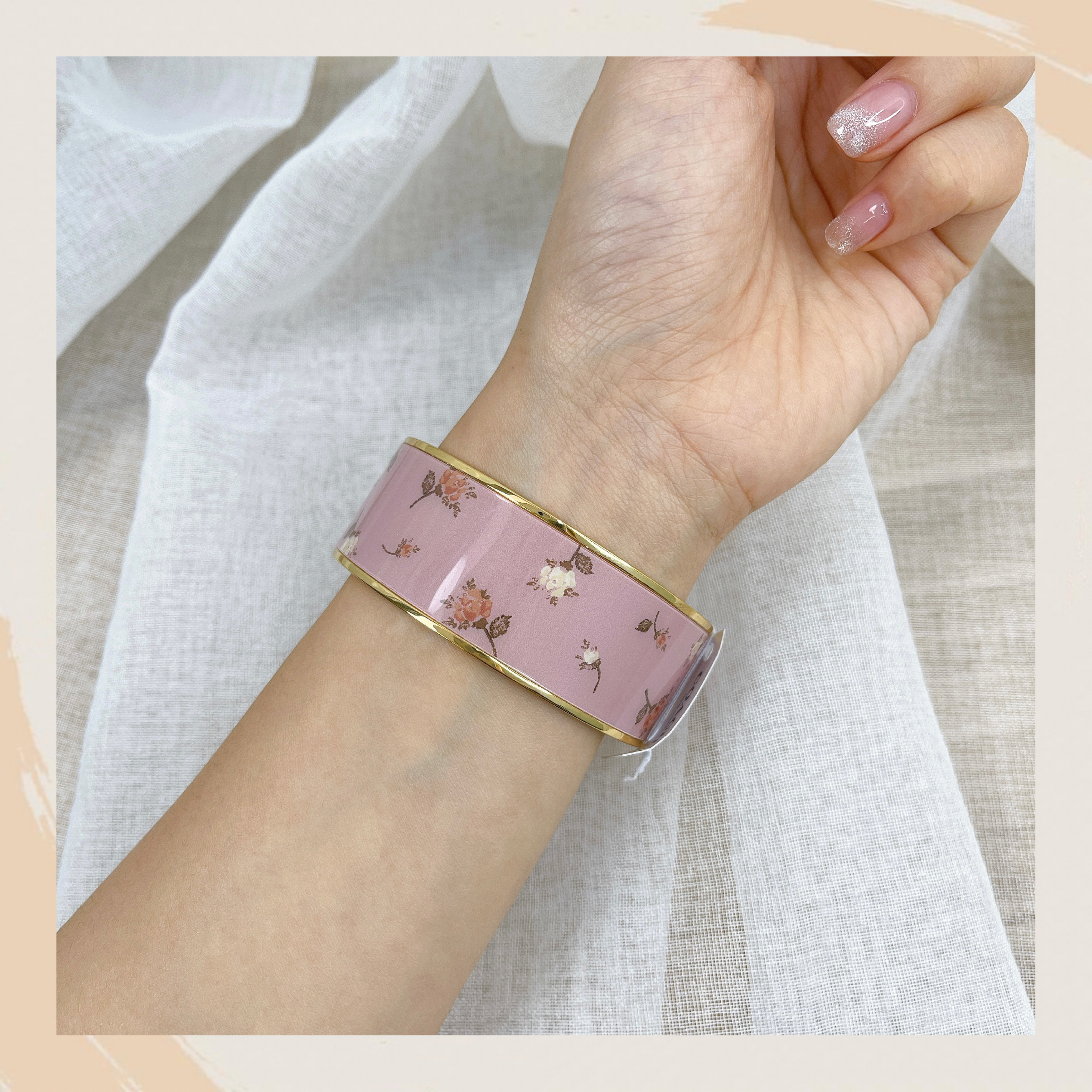 【名牌代購】COACH ROSE BOUQUET PRINT BANGLE #91411/GD/BLOSSOM
