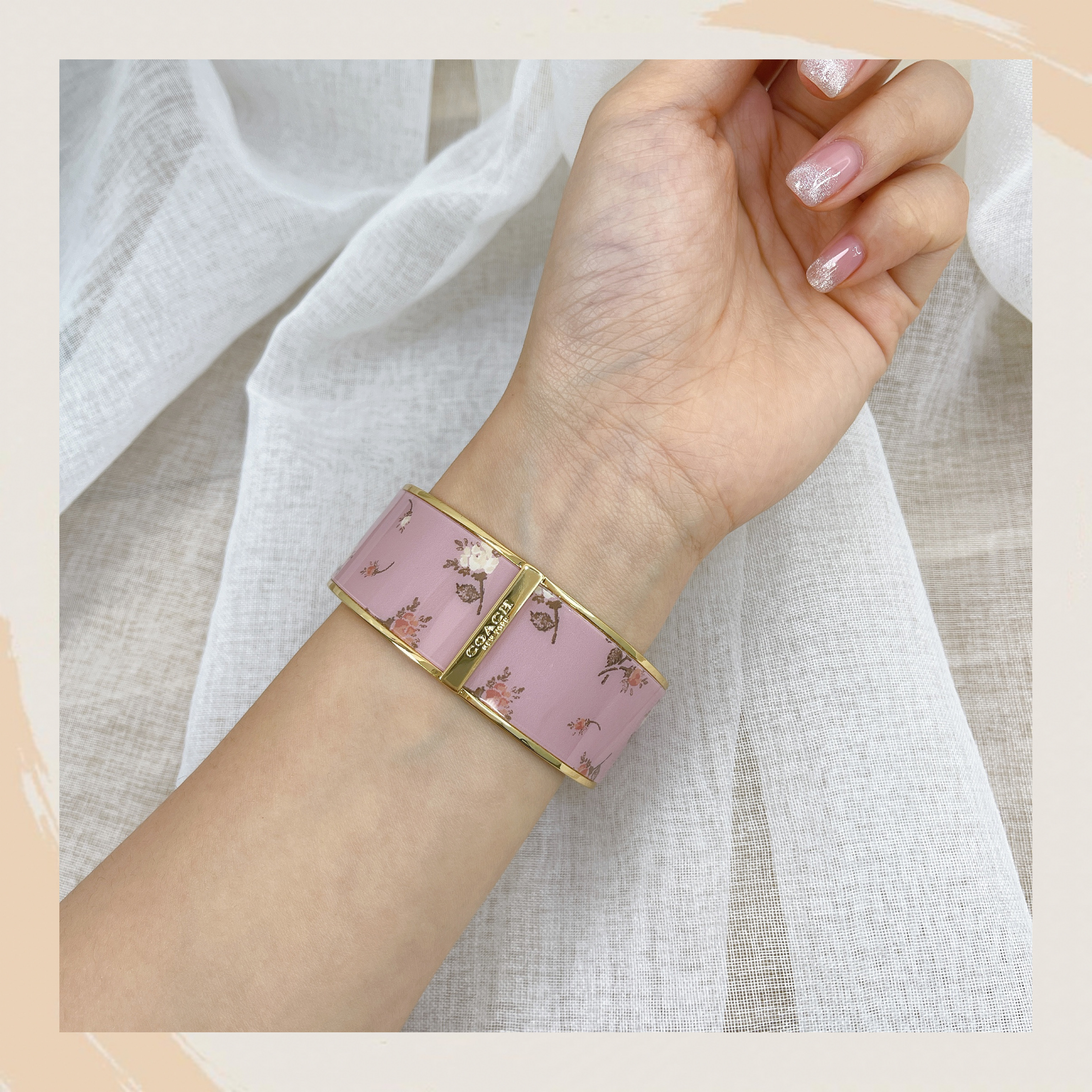 【名牌代購】COACH ROSE BOUQUET PRINT BANGLE #91411/GD/BLOSSOM