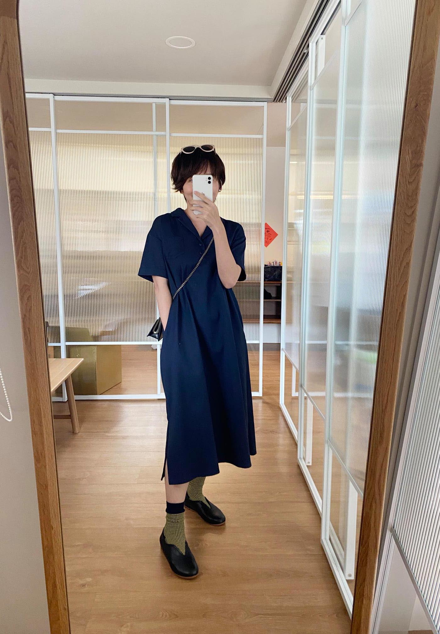 夏至安遊開襟領洋裝-Cypress