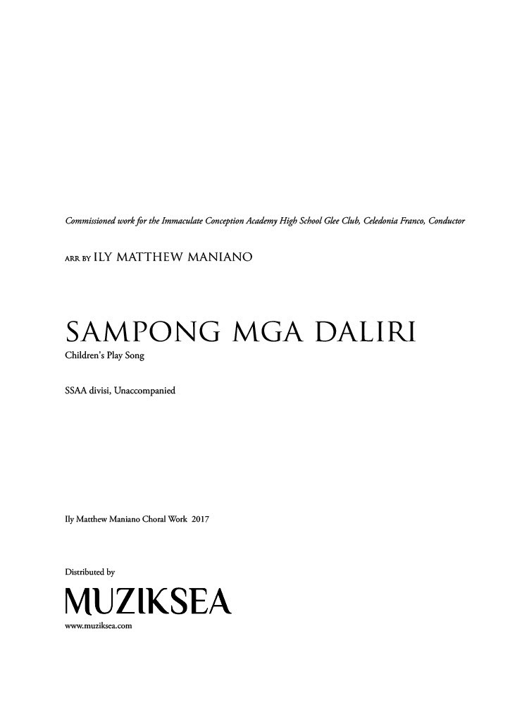 【同聲四部】《Sampong Mga Daliri》