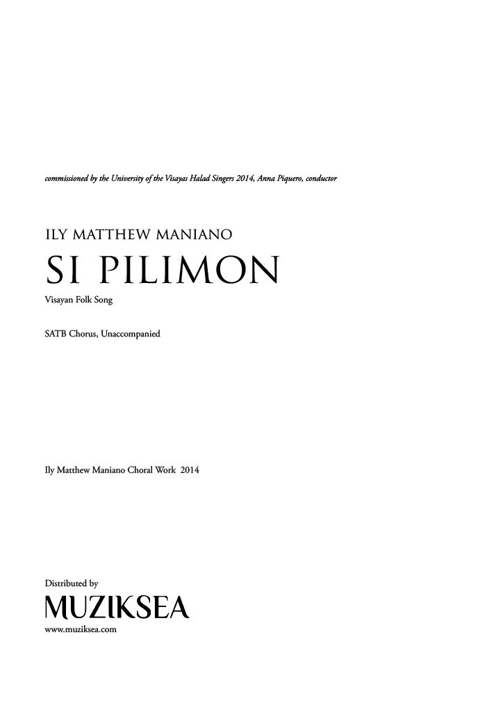 【混聲四部】《Si Pilimon》