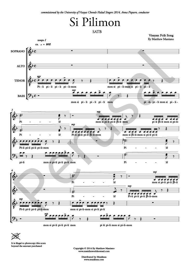 【混聲四部】《Si Pilimon》