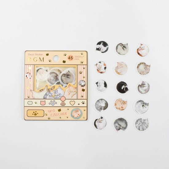 貓咪 金箔 45入和紙貼紙包｜日本BGM