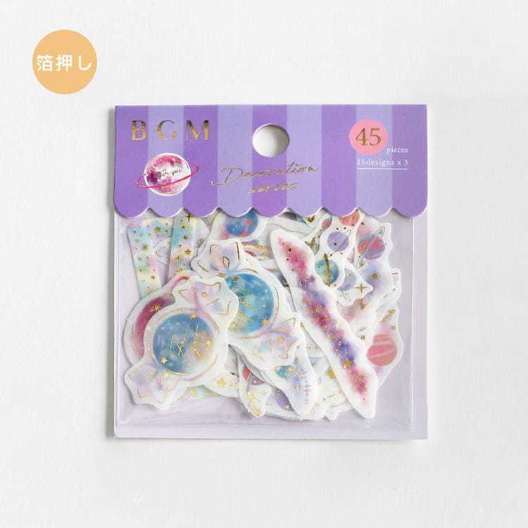 【BGM】45入 金箔和紙貼紙包  星球 裝飾框