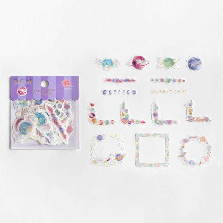 【BGM】45入 金箔和紙貼紙包  星球 裝飾框