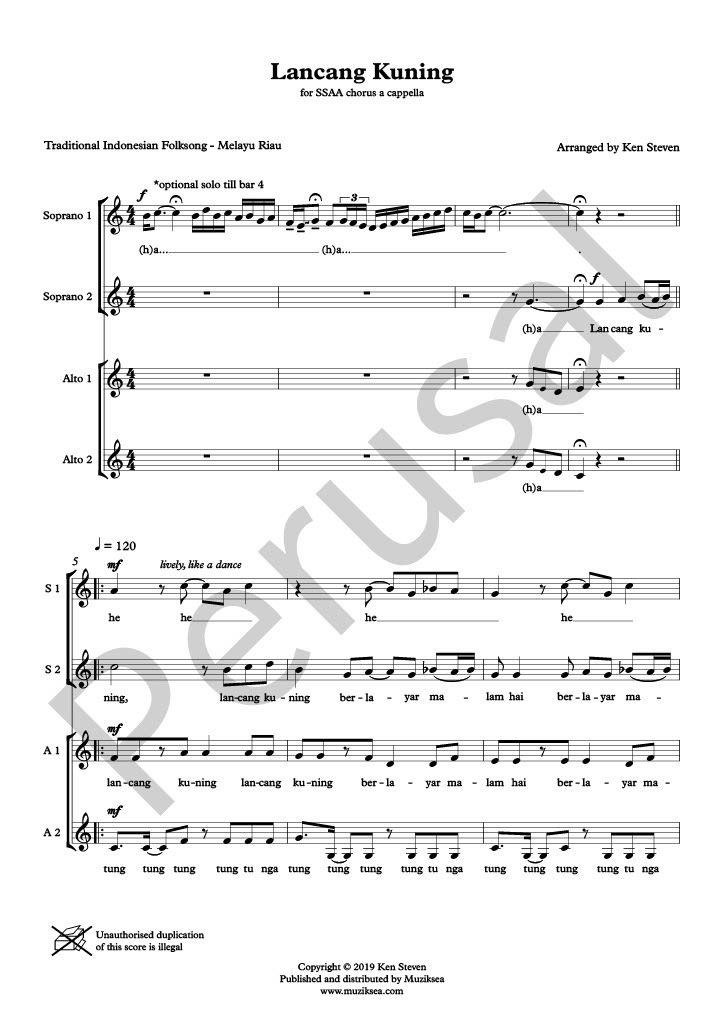 【同聲四部】《Lancang Kuning》