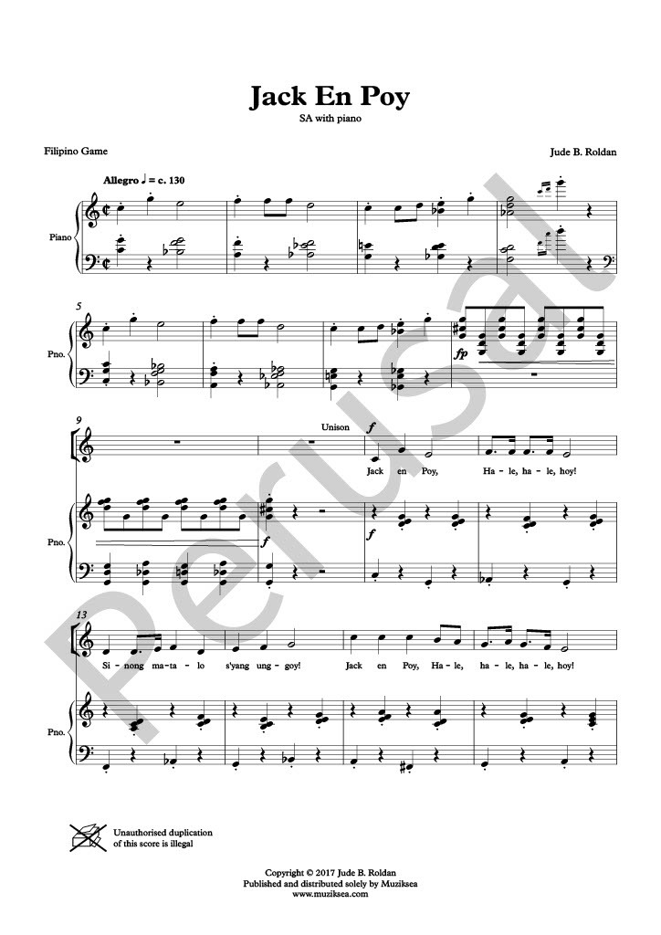 【同聲二部】《Jack En Poy (Rock, Paper, Scissors)》