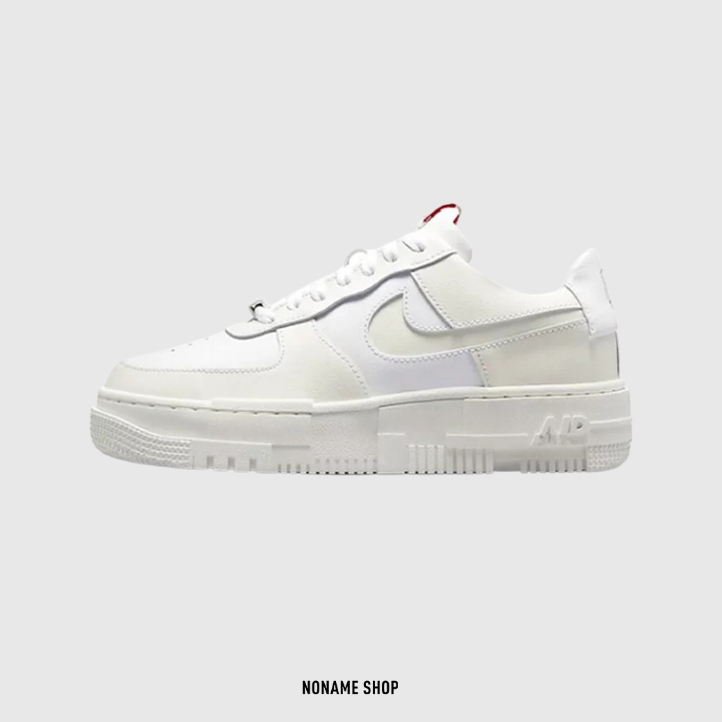 NIKE Air Force 1 AF1 QS Pixel 經典 像素 解構 紅標 奶油白拼接