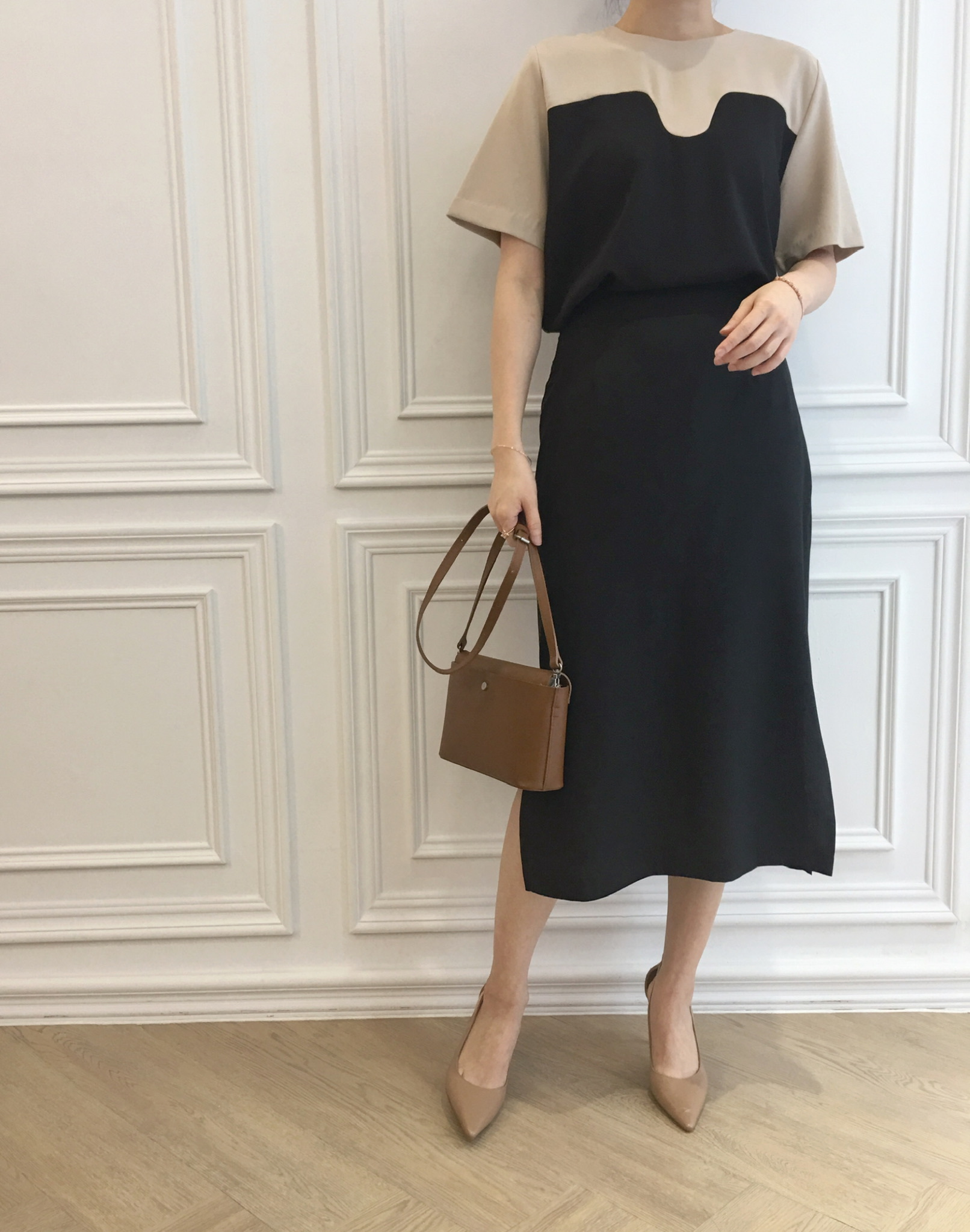 造型拼色短袖上衣