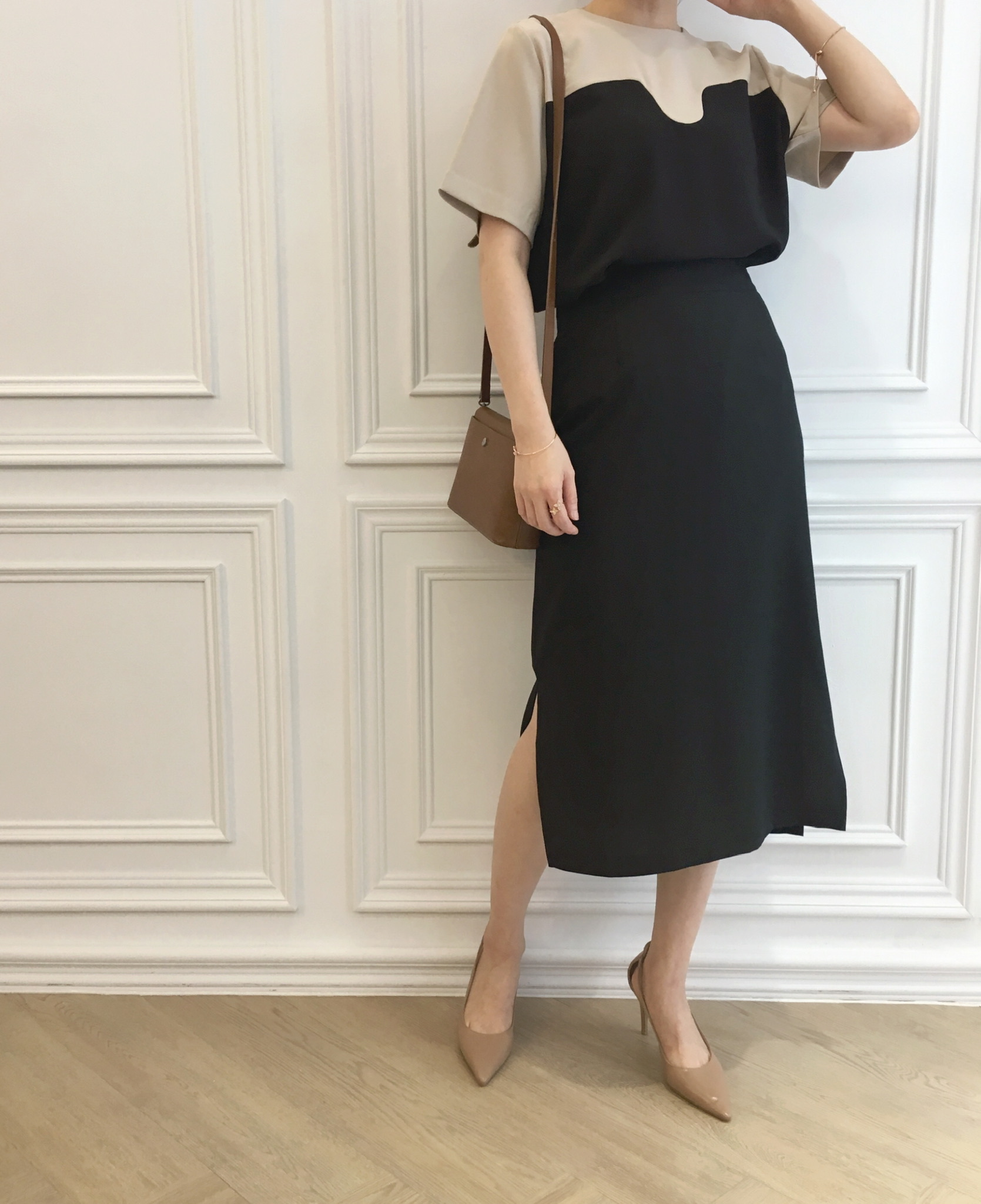 造型拼色短袖上衣