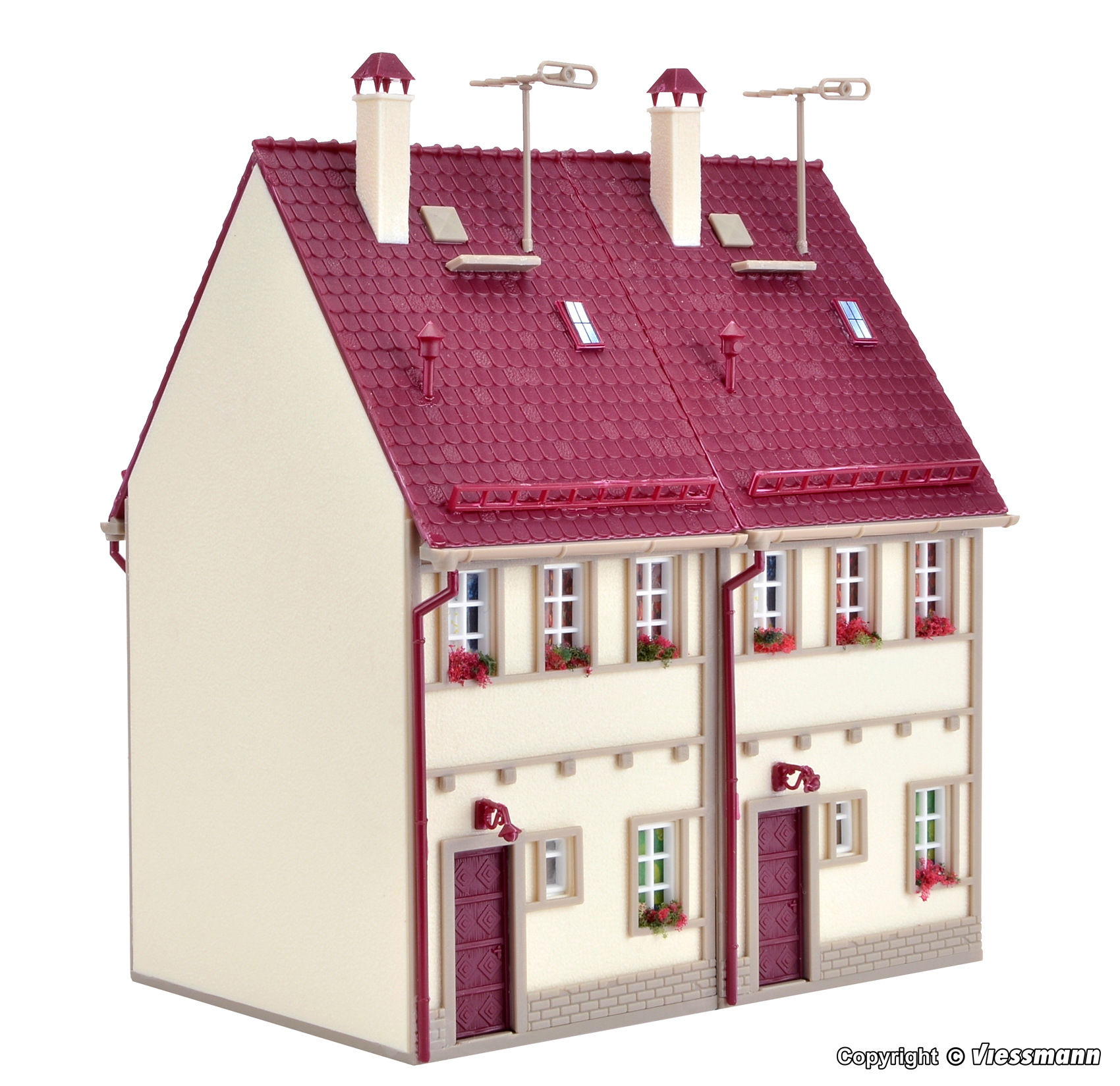 Vollmer 43843 HO scale, Semi-detached row house, beige
