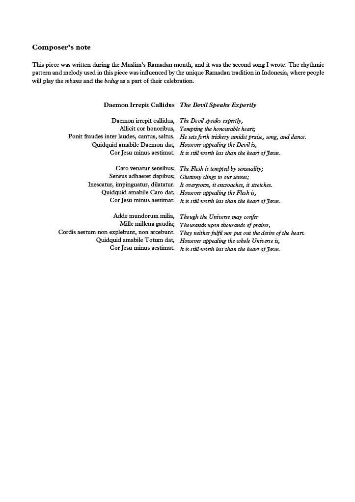 【混聲四部】《Daemon Irrepit Callidus》