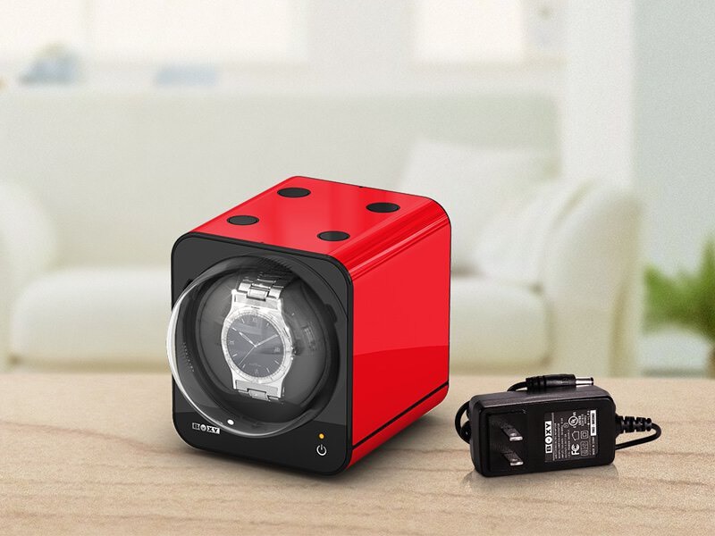 【BOXY 】自由堆疊 方便實用 手錶旋轉盒 紅色 （含變壓器組合）  現代鐘錶