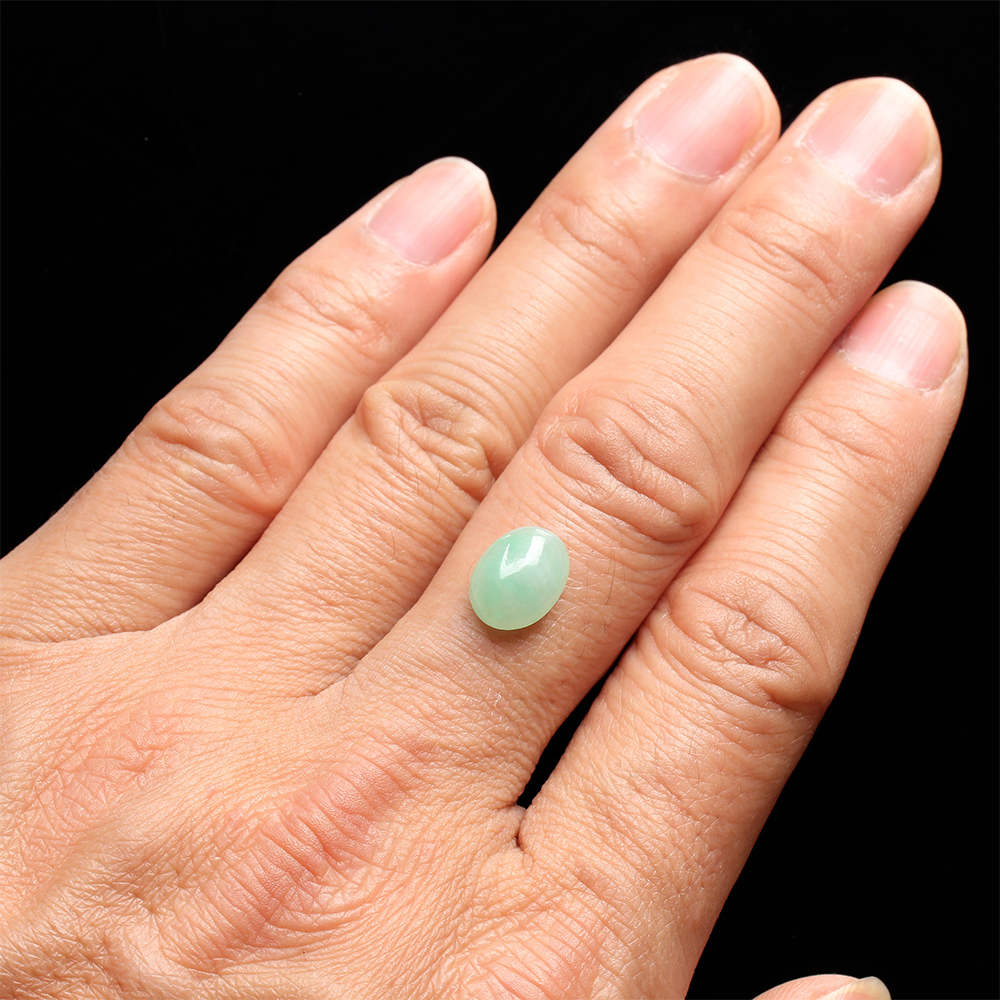 【雅紅珠寶】天然冰種綠翡翠玉蛋面-綠靜春深-11x8.2x4.9mm-R0138