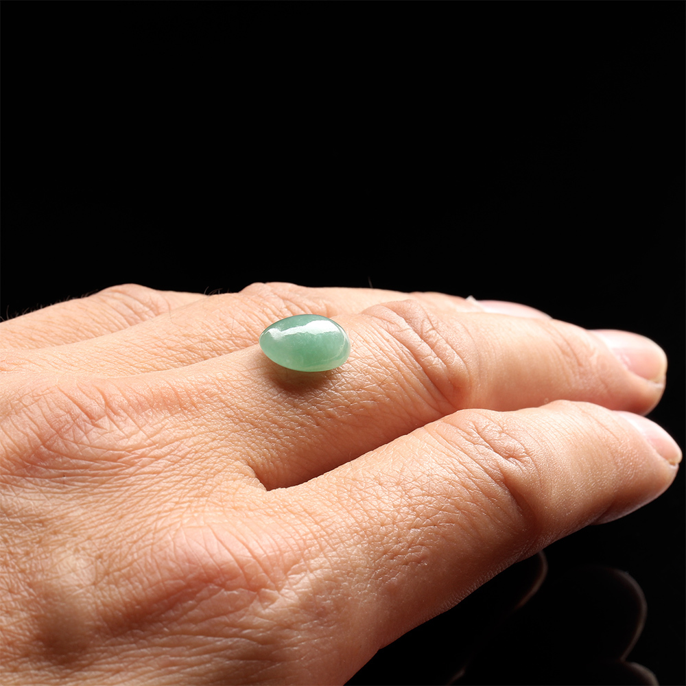 【雅紅珠寶】天然冰種綠翡翠玉蛋面-美景盡收-12.7x8.7x5.2mm-R0143