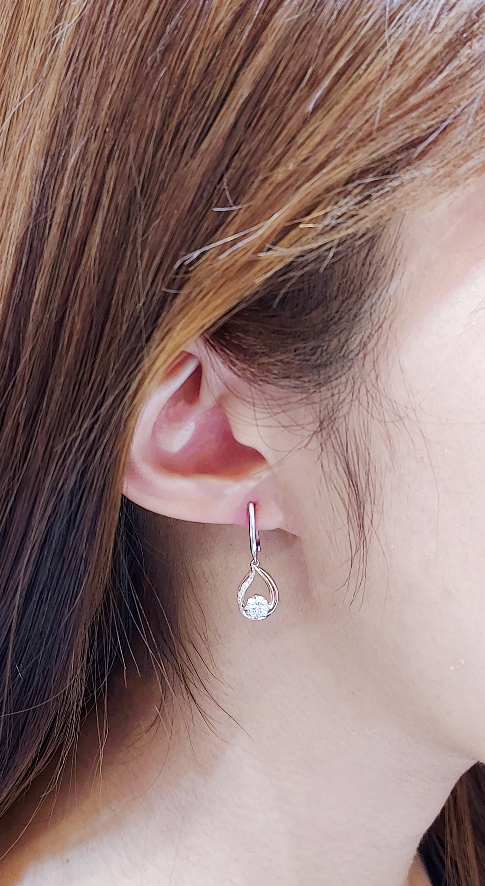 18K白金/玫瑰金天然鑽石耳環