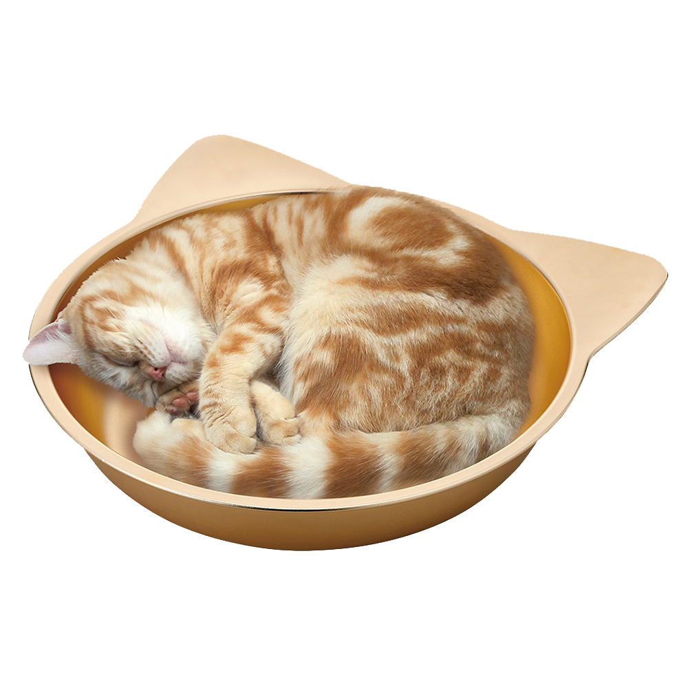 日本MaruKan 貓臉鋁製涼墊 金色(MK-CT-500) 貓鍋