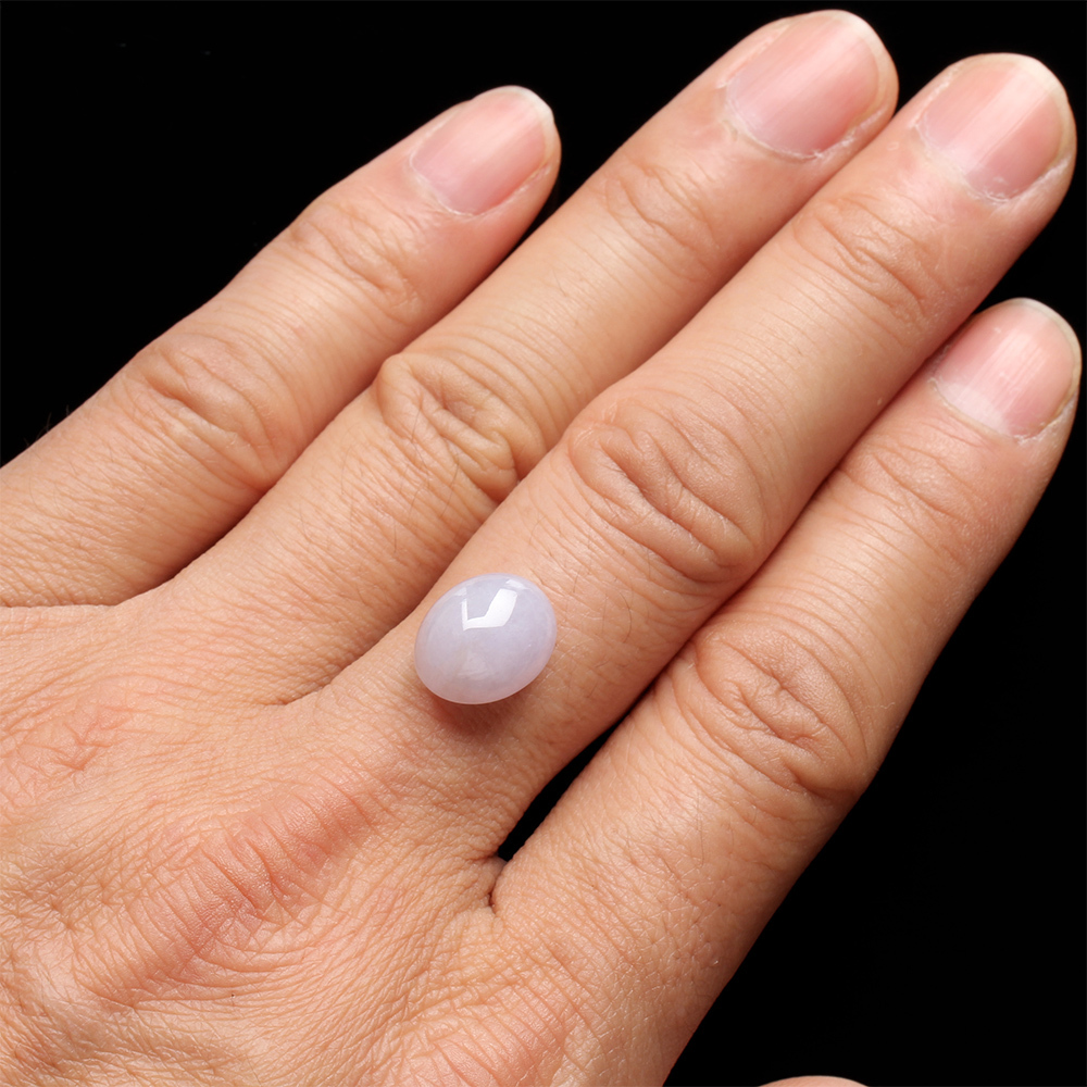 【雅紅珠寶】天然紫蘿蘭翡翠玉蛋面-金印紫授-12.9x10.2x7.4mm-R0132