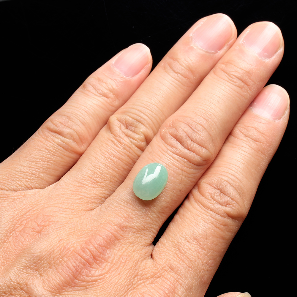 【雅紅珠寶】天然冰種綠翡翠玉蛋面-光華奪目-13.2x9.3x5.4mm-R0146