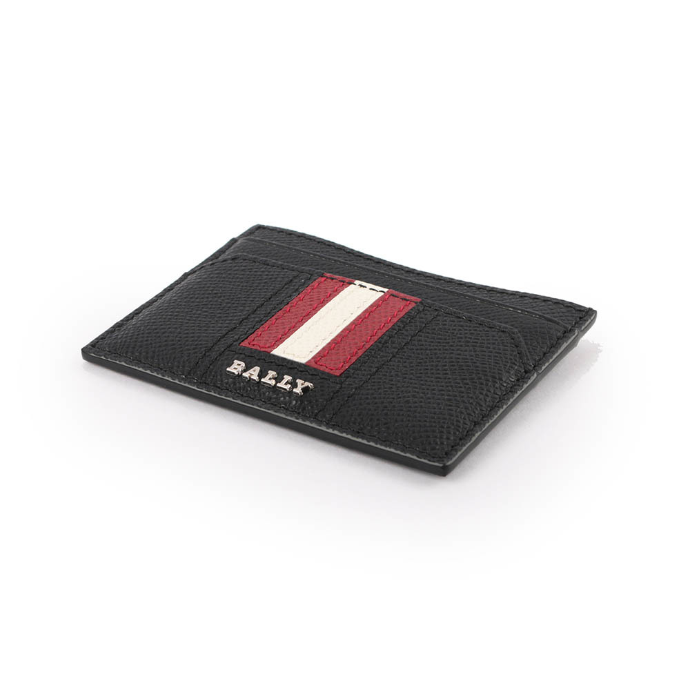 【BALLY】Thar 防刮牛皮黑白條紋卡片/名片夾