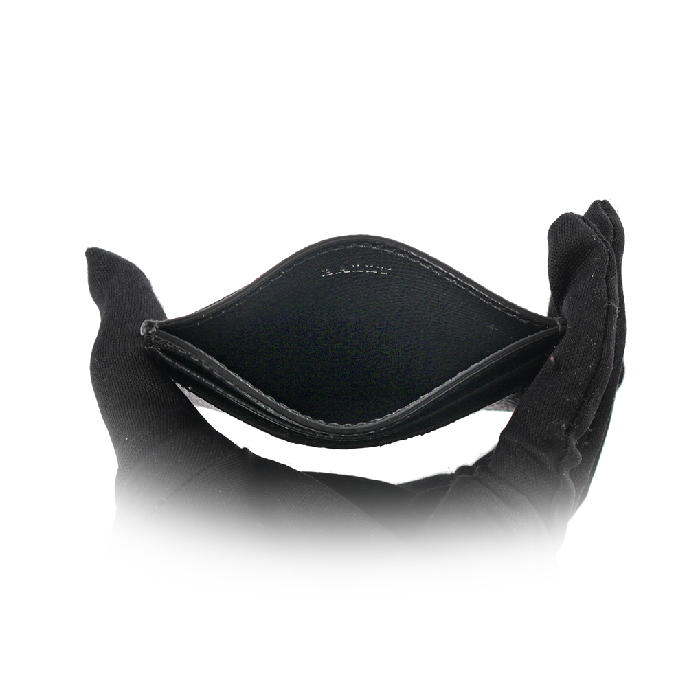 【BALLY】Thar 防刮牛皮黑白條紋卡片/名片夾