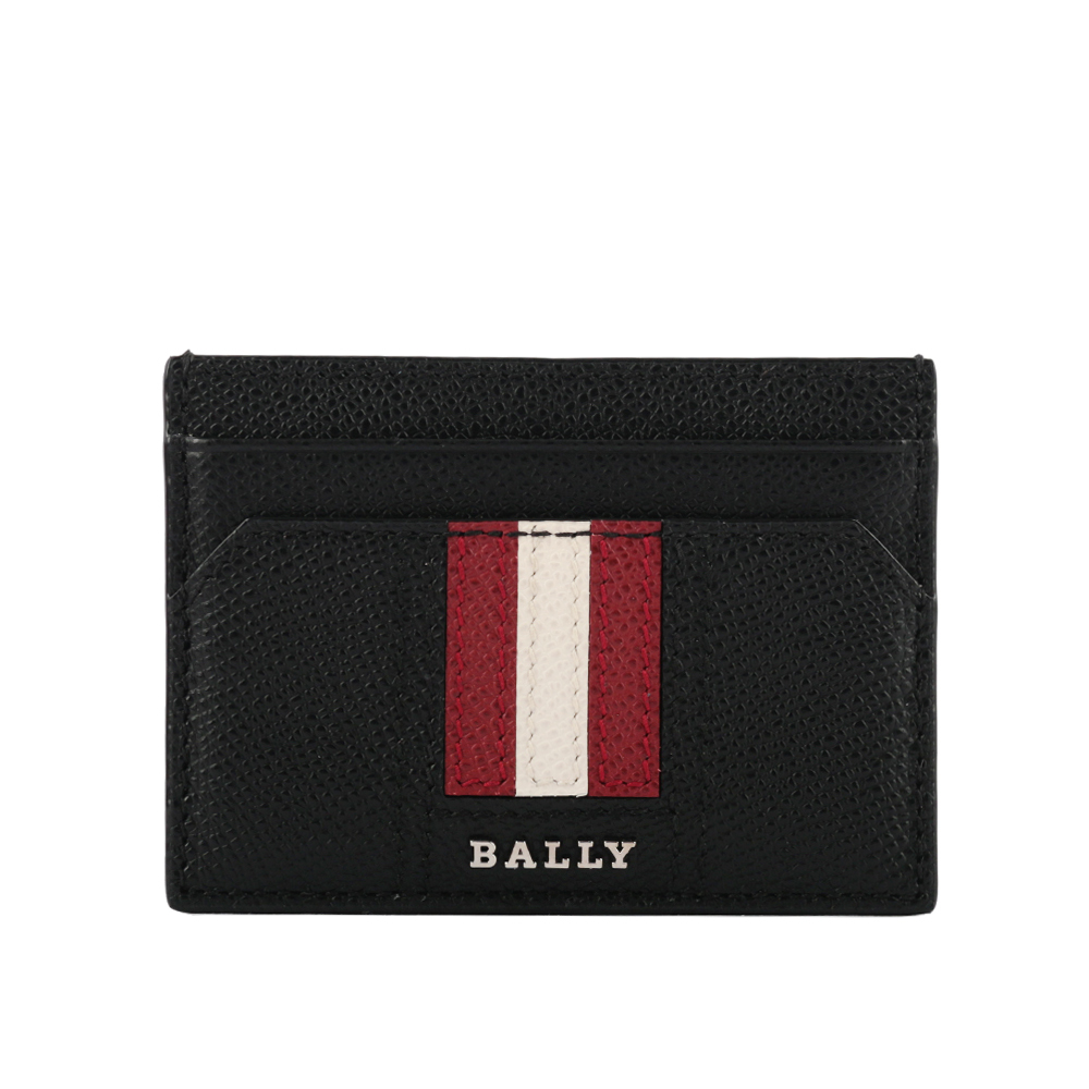 【BALLY】Thar 防刮牛皮黑白條紋卡片/名片夾