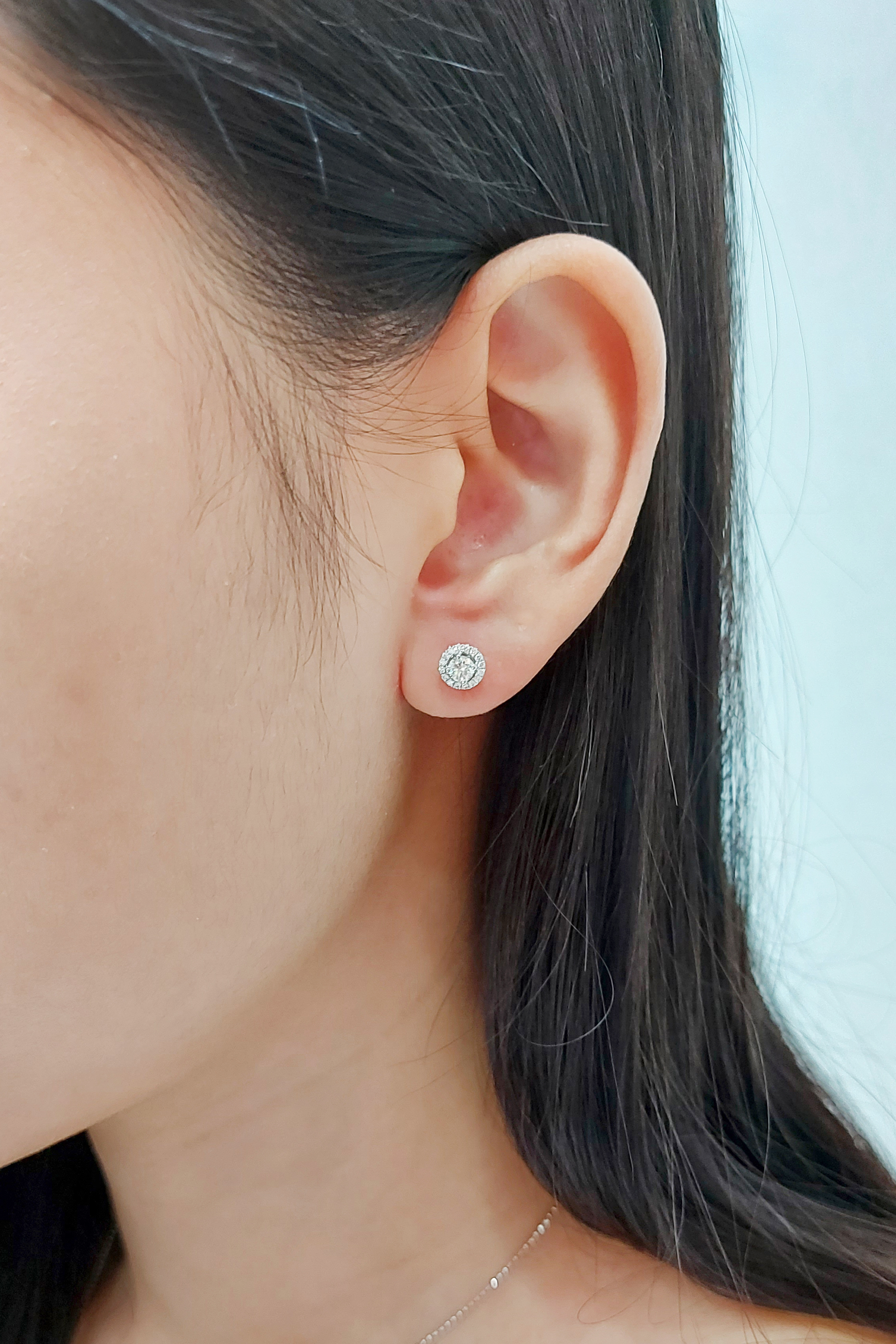 18K白金天然鑽石耳環