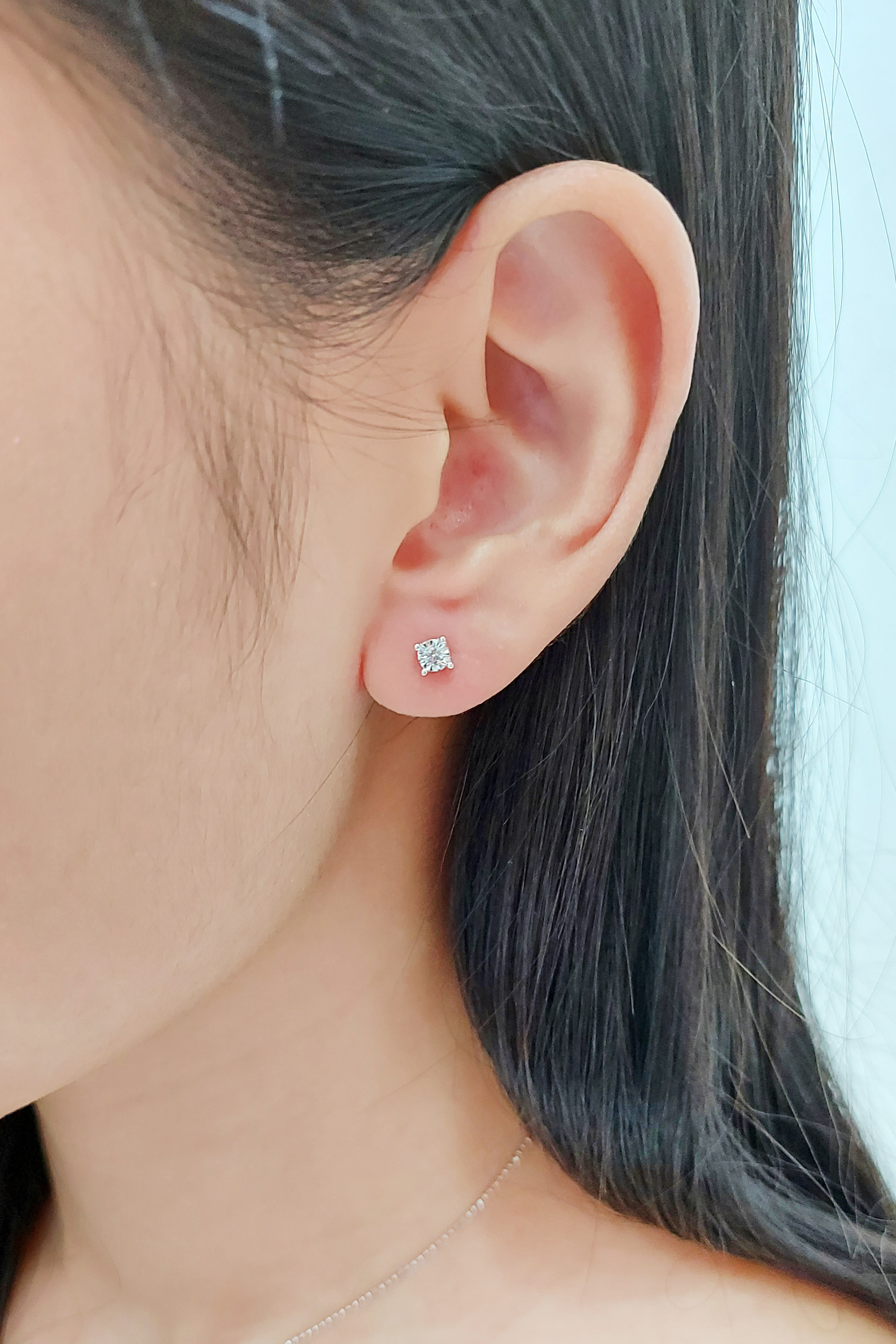 18K白金天然鑽石耳環