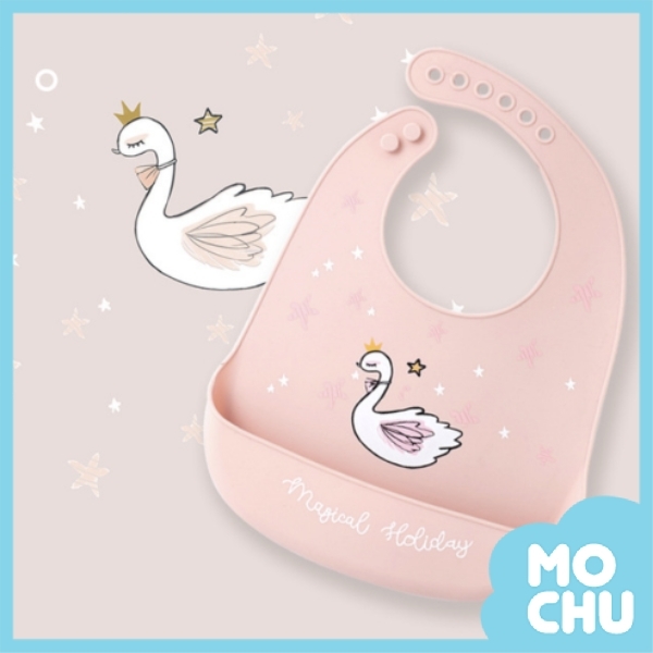 造型矽膠圍兜-天鵝