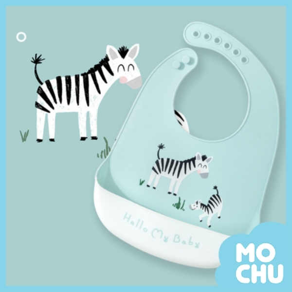 造型矽膠圍兜-嬉戲斑馬