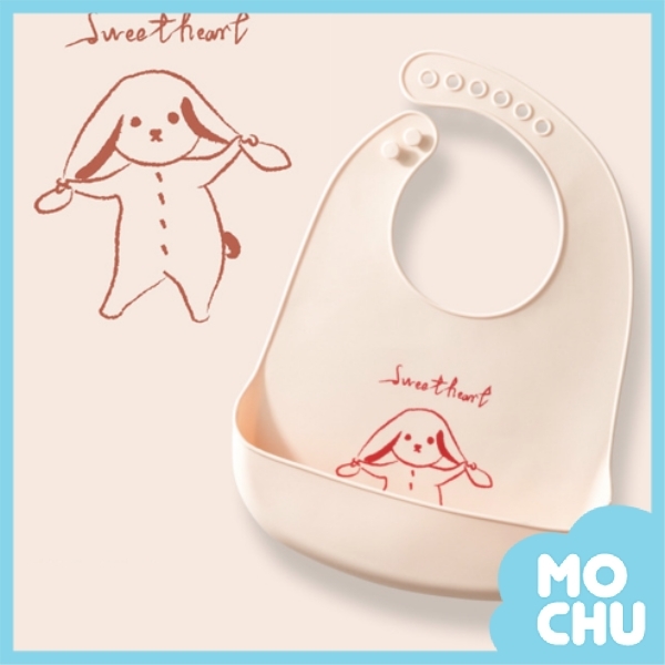 造型矽膠圍兜-甜心兔子