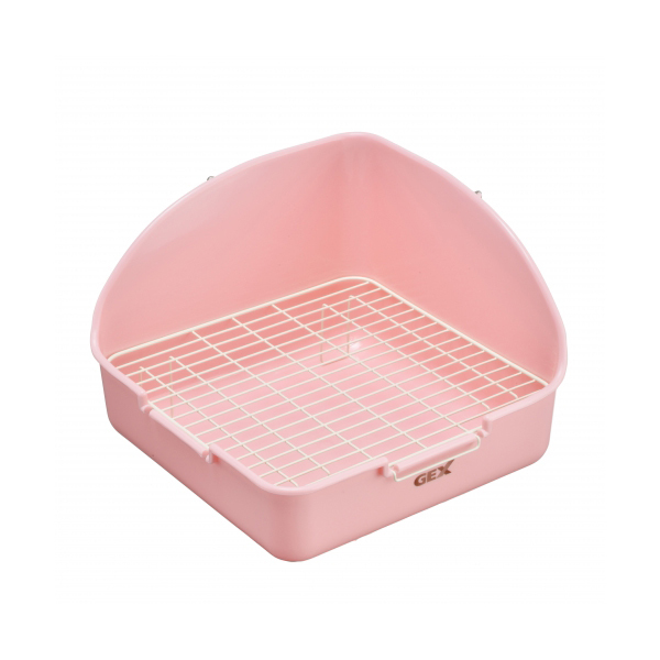 日本GEX-正方型兔子便盆 白色/粉色/底網